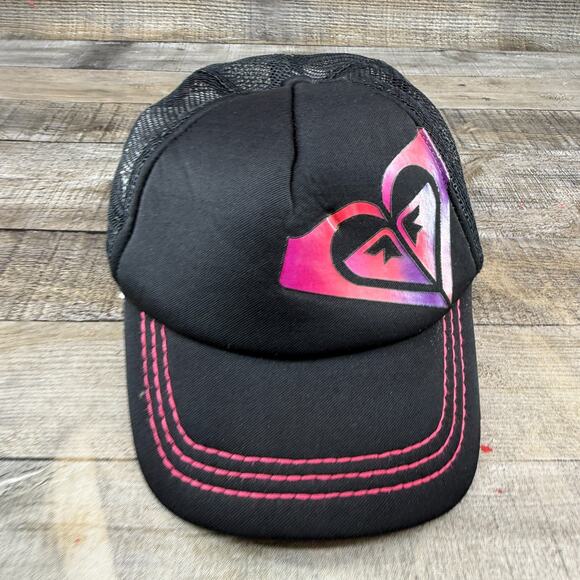 Roxy Hat Womens Black Pink Snapback Trucker Cap Pink Foam Small Adjustable - Picture 1 of 14
